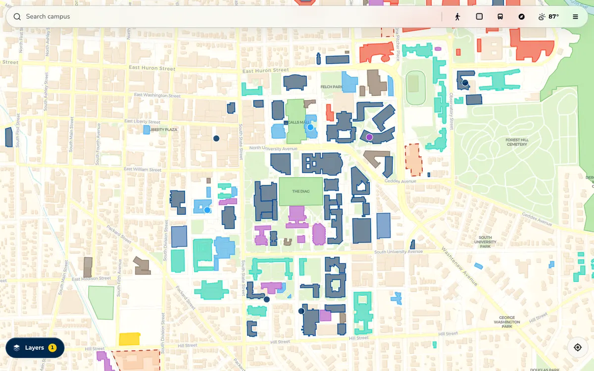 Screenshot of the MGuide map