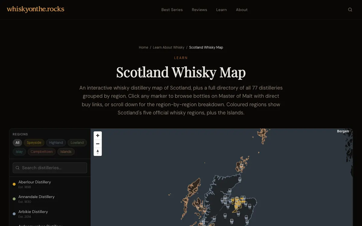 Screenshot of the Scotland Whisky Map map